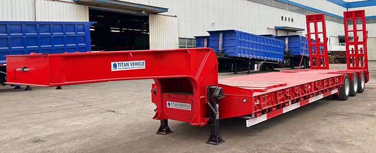 80T 3 Axle Semi Lowbed Truck Trailer for Sale in Zambia Chingola