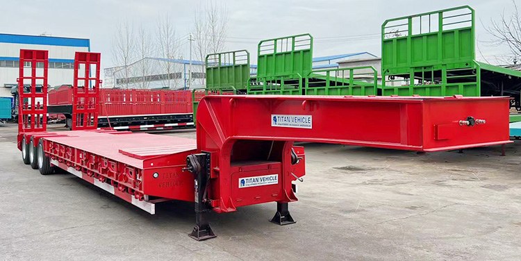 80T 3 Axle Semi Lowbed Truck Trailer for Sale in Zambia Chingola