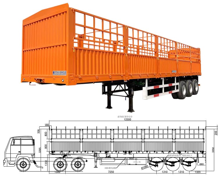 3 Axle 60T Fence Cargo Semi Trailer for Sale in Zambia