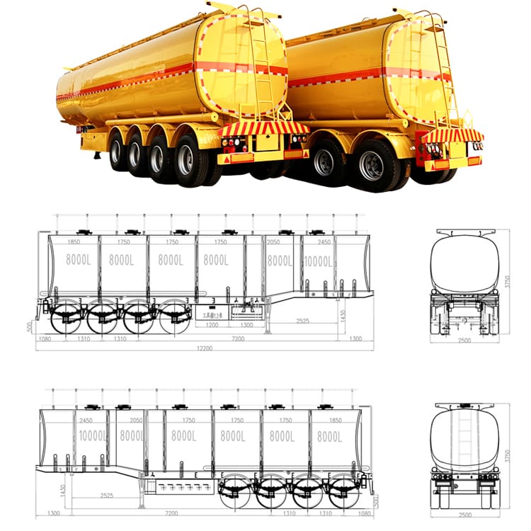 50000 Liters 4 Axle Crude Oil Tanker Trailer for Sale in Zambia Chingola