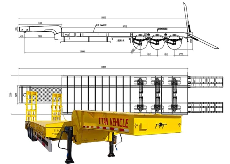 Tri Axle Low Bed Loader Truck Trailer for Sale in Zambia