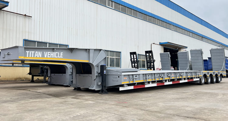 4 Line 8 Axle Low Bed Semi Trailer for Sale in Zambia-150 Ton Trailer