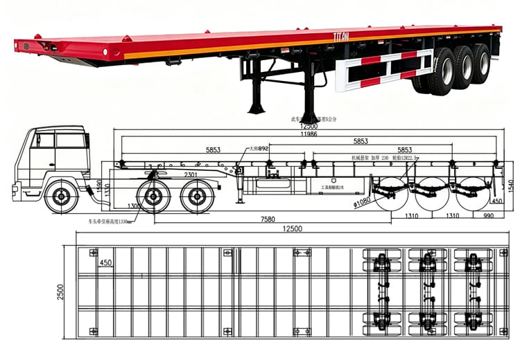 TITAN 3 Axle 40 FT Flatbed Trailer Prices for Sale in Zambia